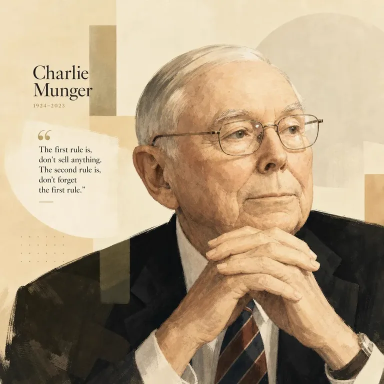 Illustrated portrait of Charlie Munger