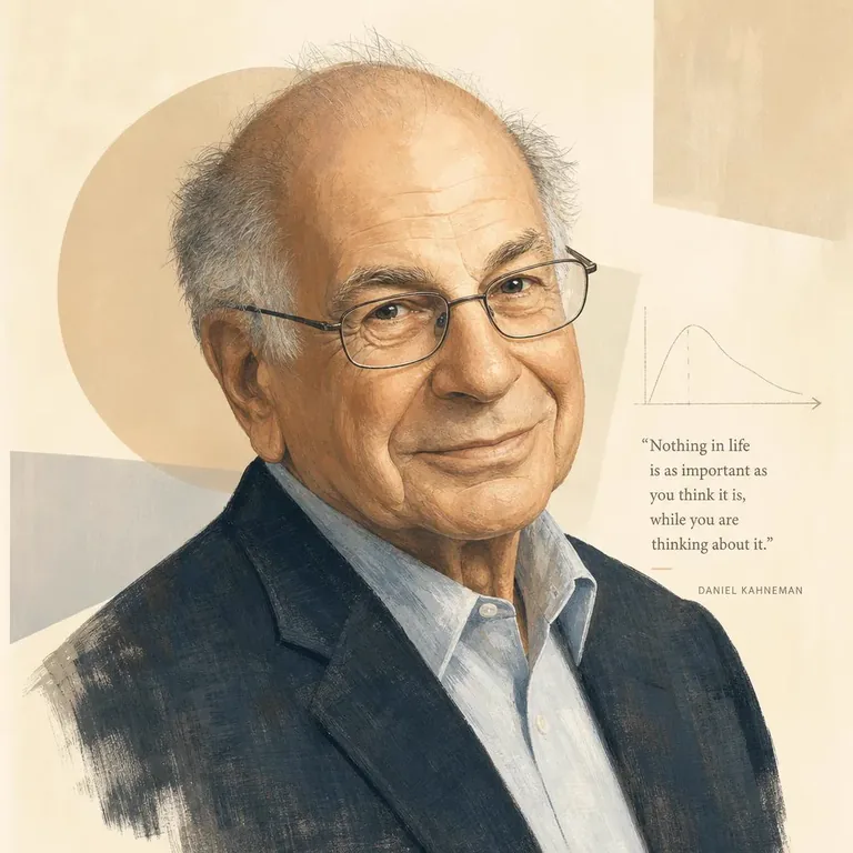 Illustrated portrait of Daniel Kahneman