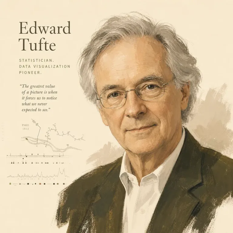 Illustrated portrait of Edward Tufte