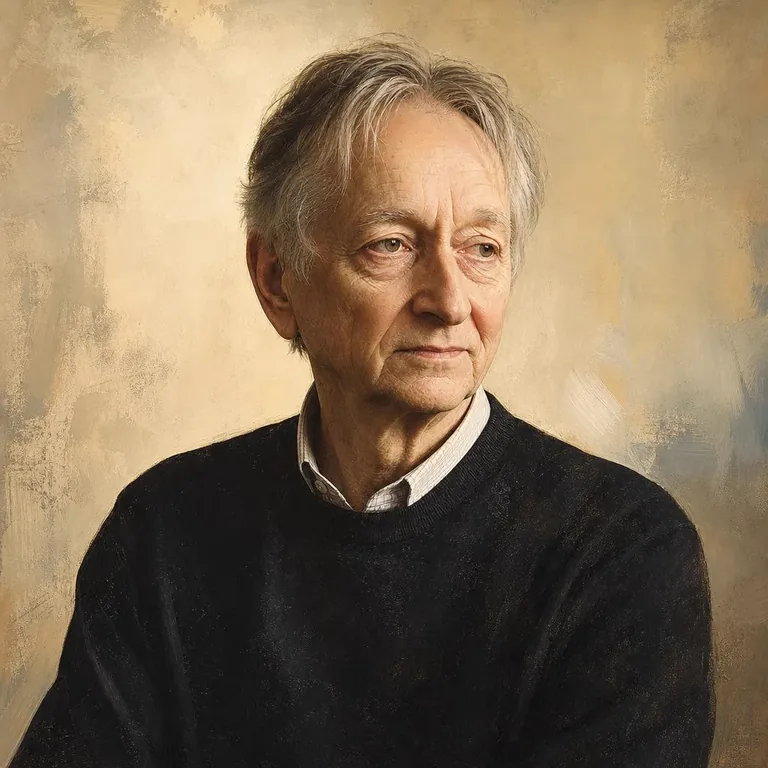 Illustrated portrait of Geoffrey Hinton