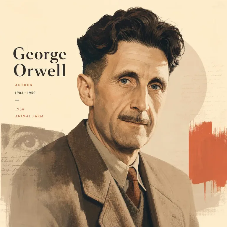 Illustrated portrait of George Orwell