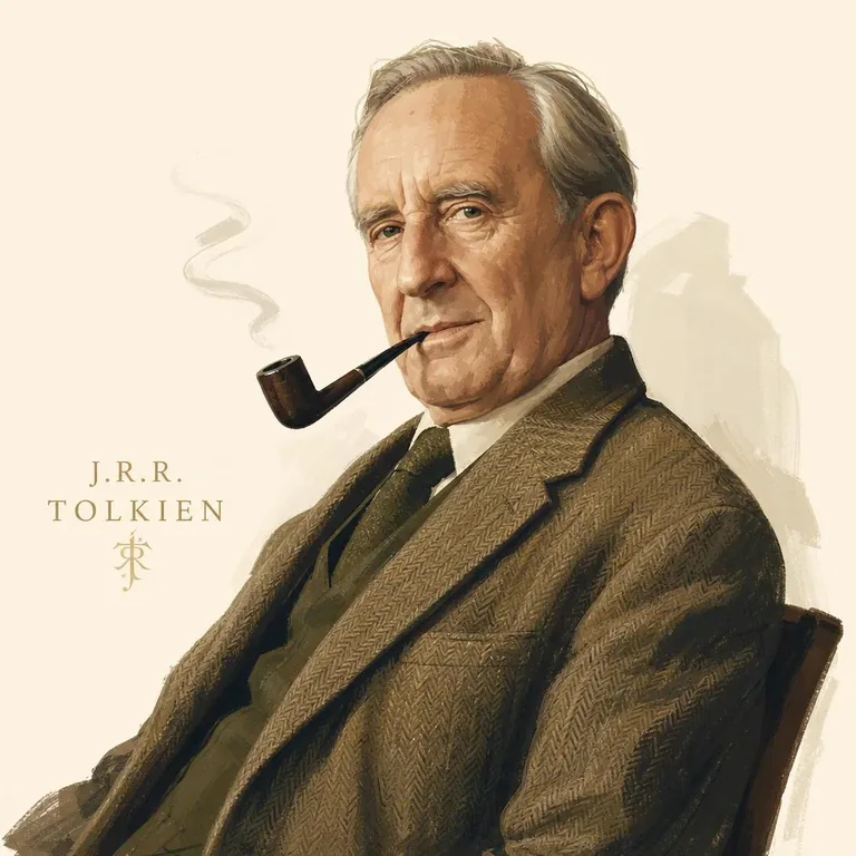 Illustrated portrait of J.R.R. Tolkien
